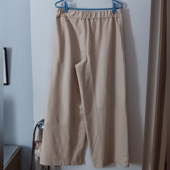 NWT COS Tan Cotton Barrel Wide Leg Contrast Panel Pants M - Picture 4 of 6